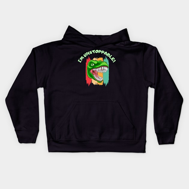 Funny I'm Unstoppable T Rex Classic Kids Hoodie by Draw One Last Breath Horror 